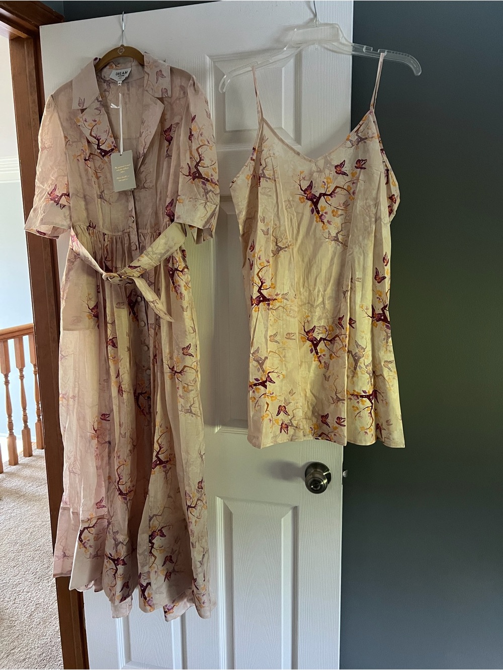 Dream Catcher belted maxi button up dress with slip